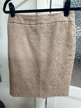 LOFT Textured Beige Pencil Skirt